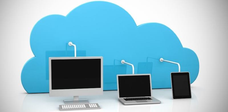 digital devices connected to a cloud (3d render)